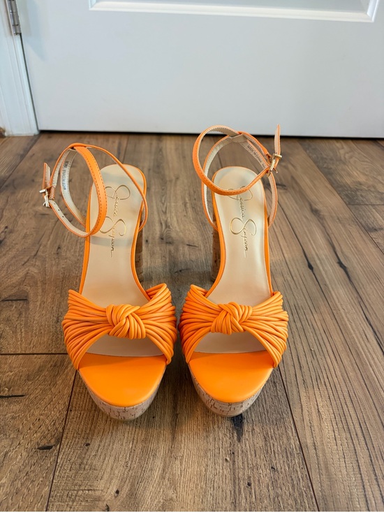 Jessica Simpson Shoes - Jessica Simpson Bright Orange Knotted Platform heels
